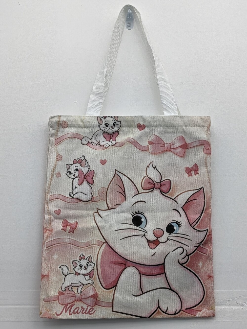 Disney Aristocats Marie Double Sided Tote Bag with Zipper Pink